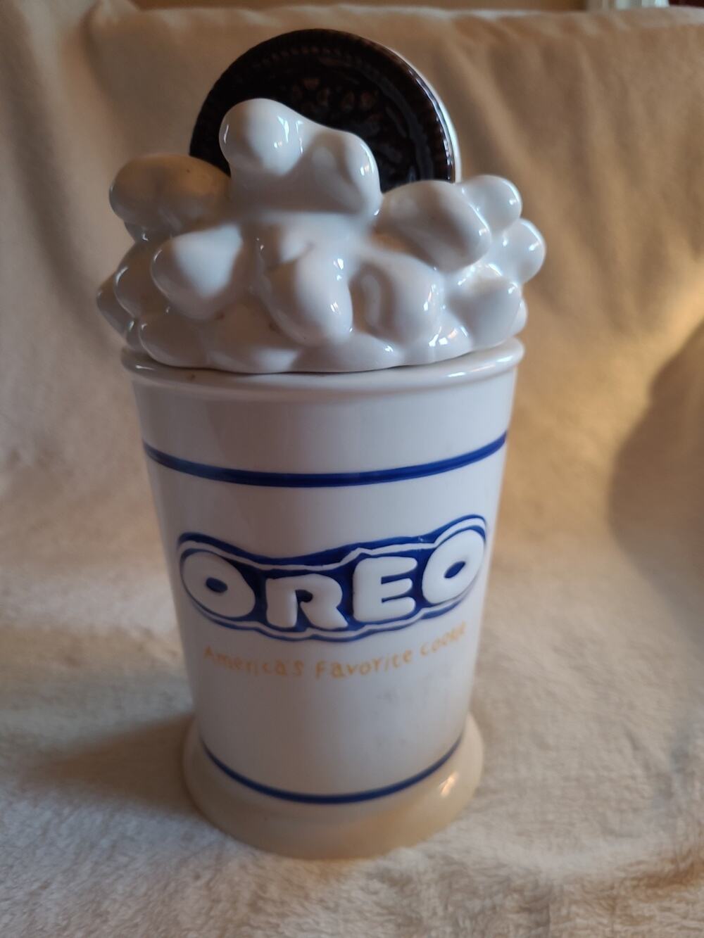 Vintage Oreo Cookie Jar Milk Splash Ceramic Nabisco Houston Harvest 2000 Retro